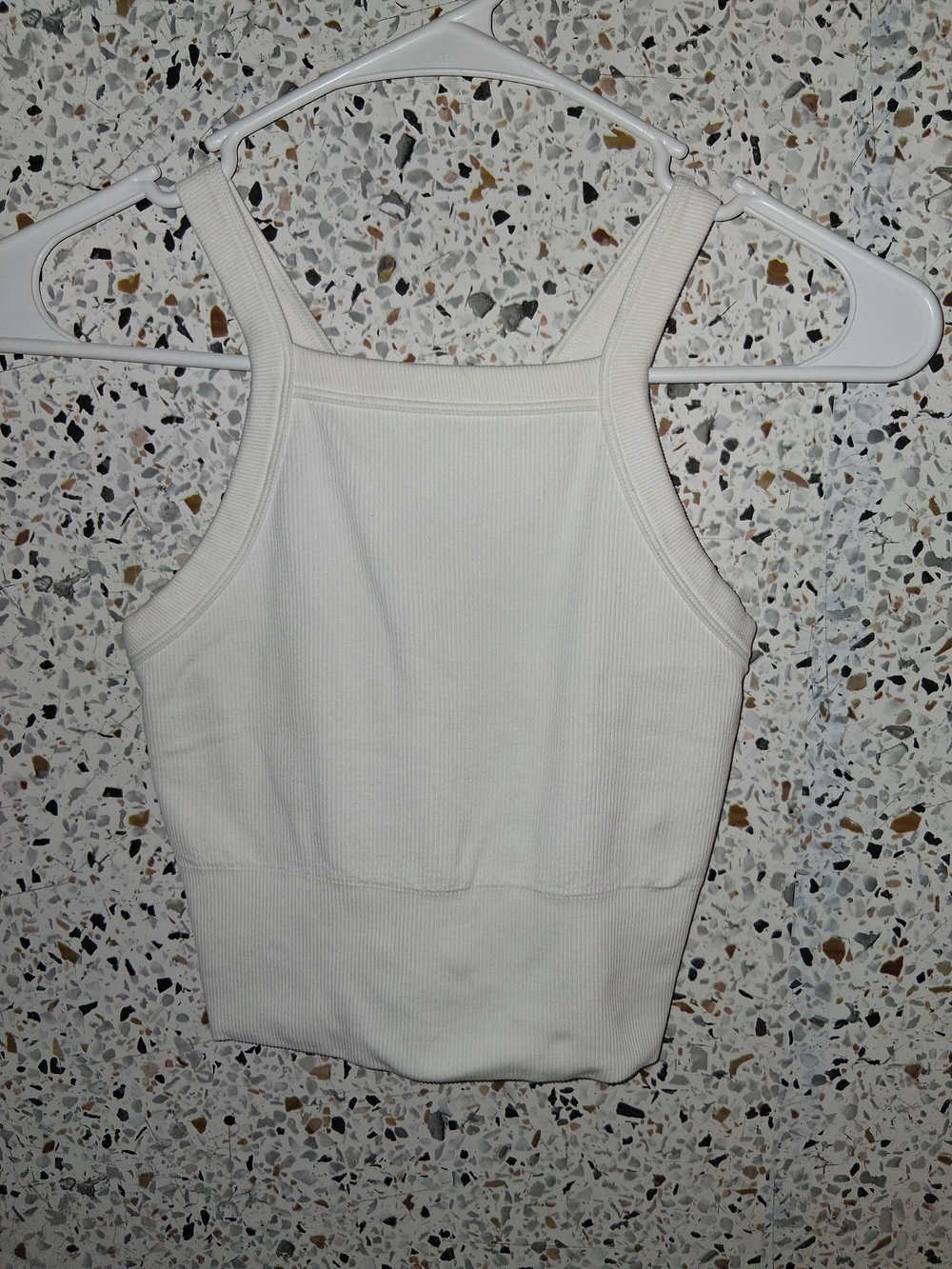 Athleta Cream Ribbed Square-Neck Tank